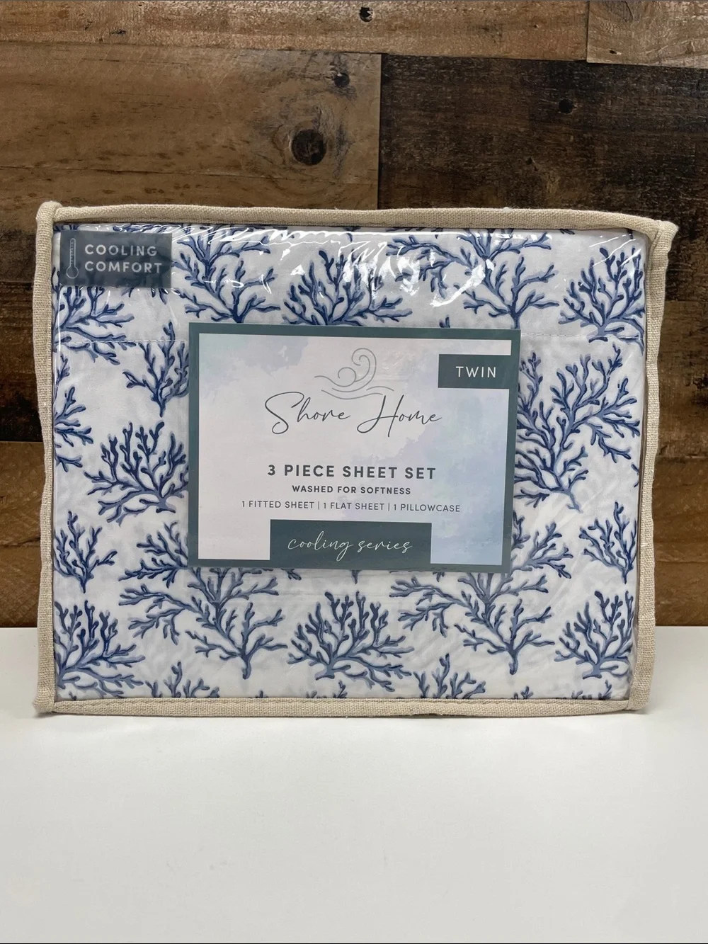 Twin 3-Piece Sheet Set in Blue Coral Print